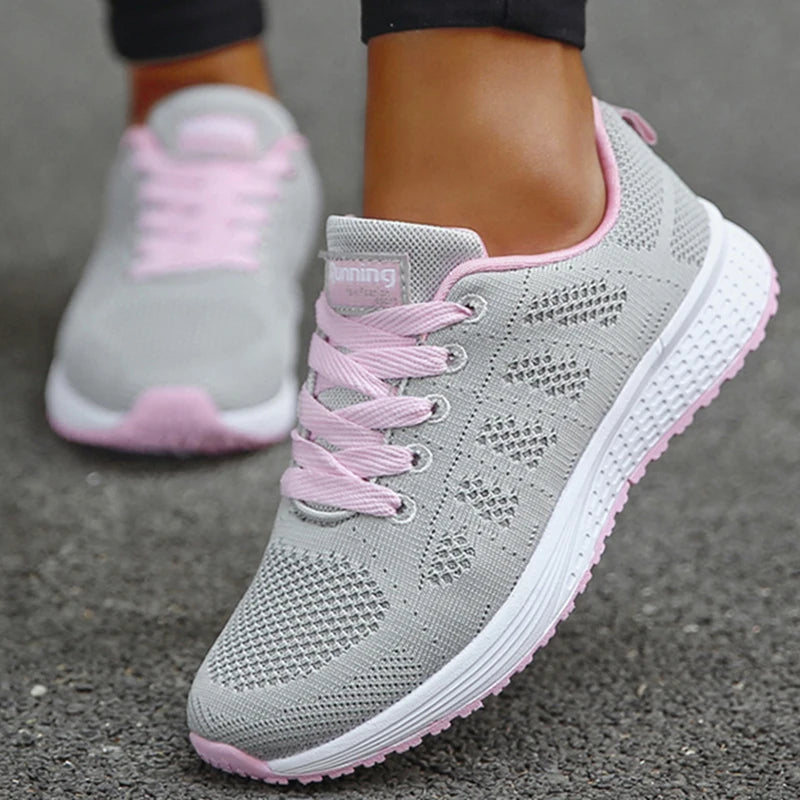 Fashion 2025 Women's Sneaker Mesh Fabric Mesh Breathable Sneakers Women Casual shoes Lace Up Women sneakers Tenis Feminino